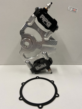 Preview: BRUUDT Supermoto Radial lefthandbrake kit für KTM, Husqvarna, GasGas mit einer 20mm Hinterachse inklusive Bremssattel. (Silver)